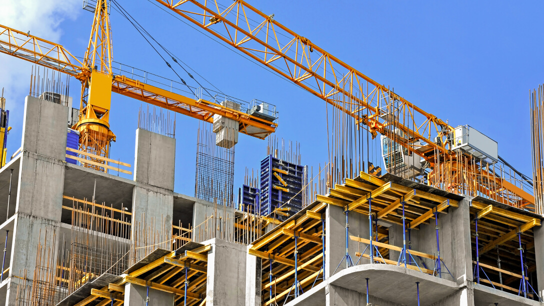Construction site with crane.
